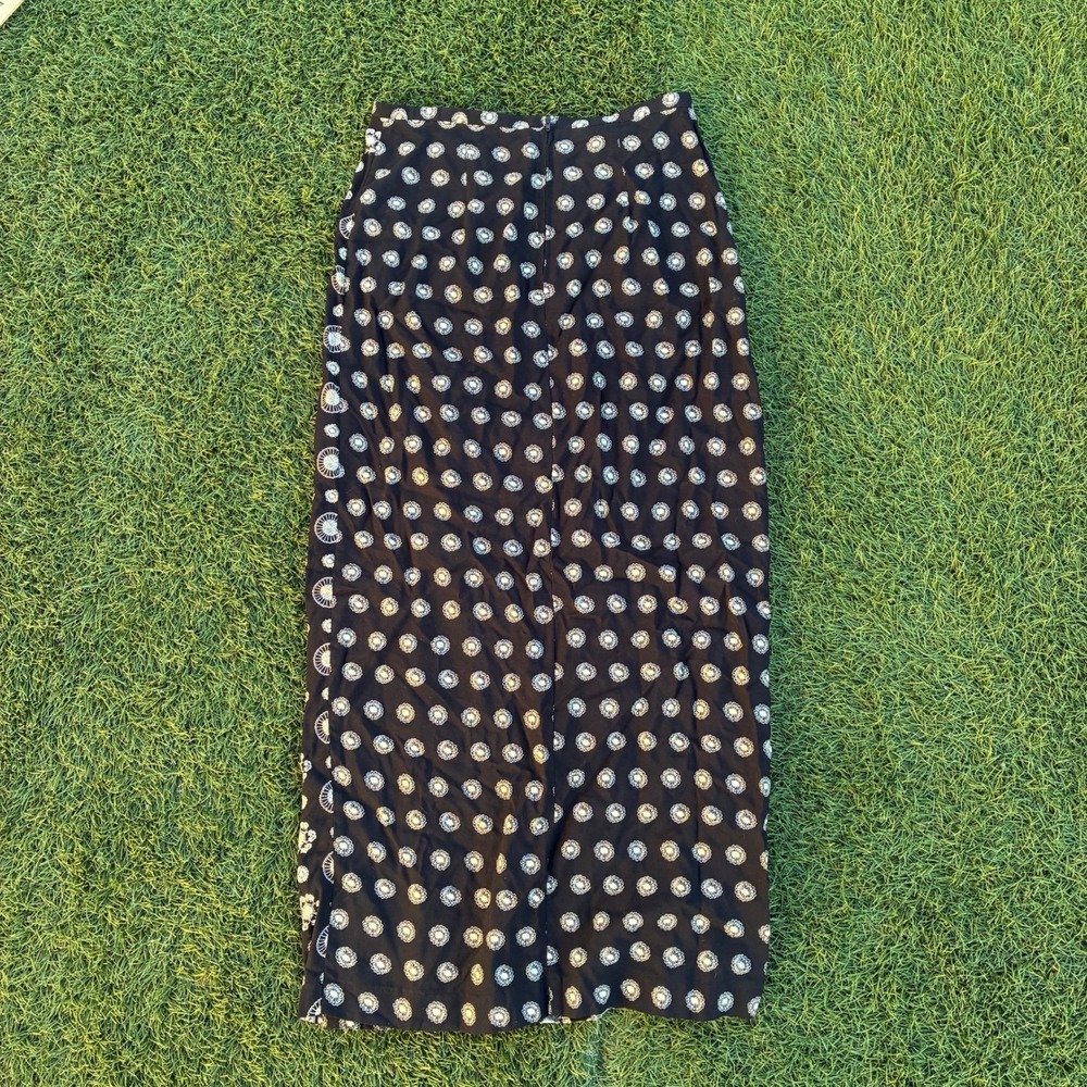 Tracy Evans LTD Black White Floral Print Maxi Skirt Boho Festival Size M Tall